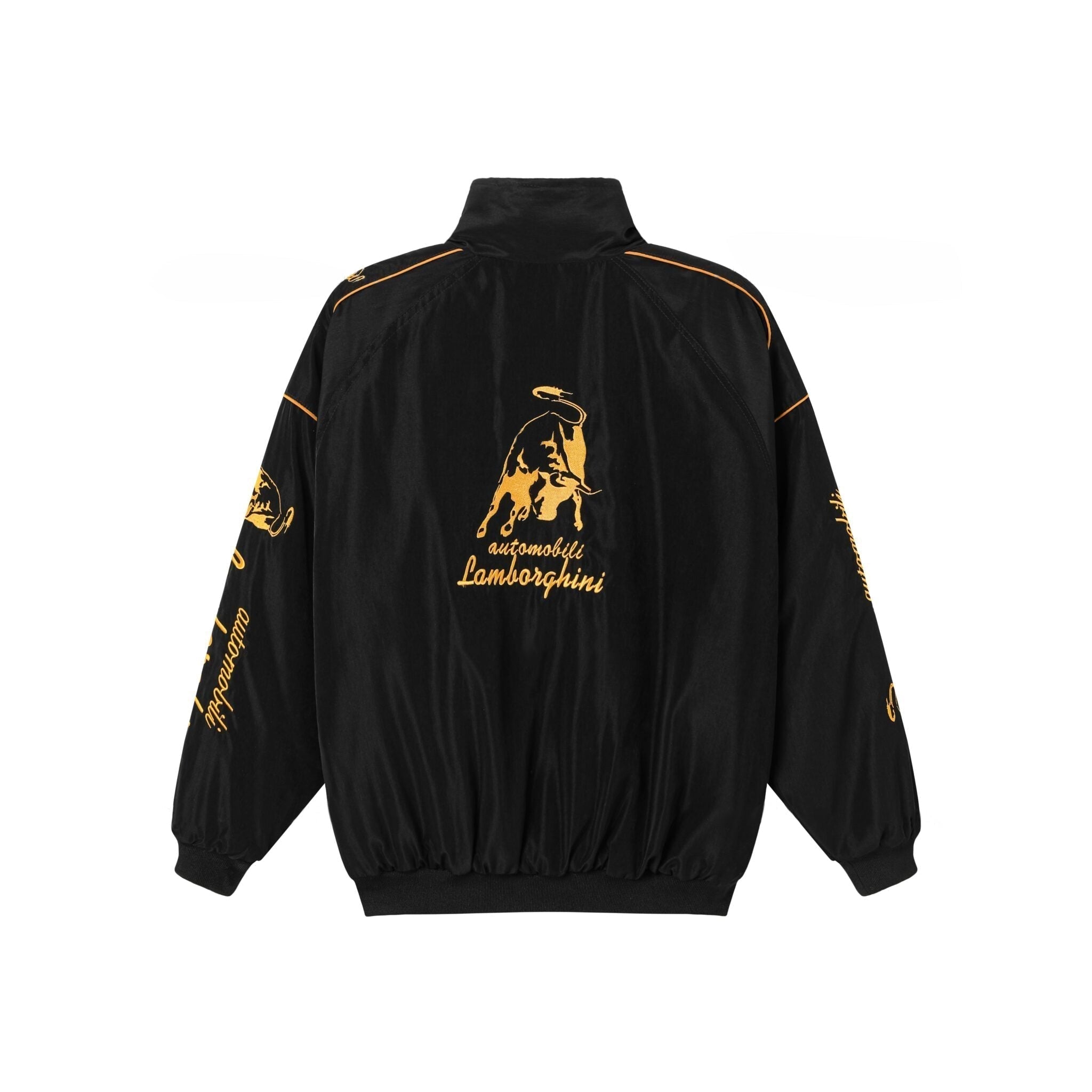 Lamborghini Rennteam Jacke – Schwarzer Motorsport Reißverschluss mit gold bestickten Logos
