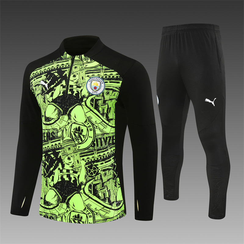 Manchester City Trainingsanzug 24/25 Schwarz und Grün