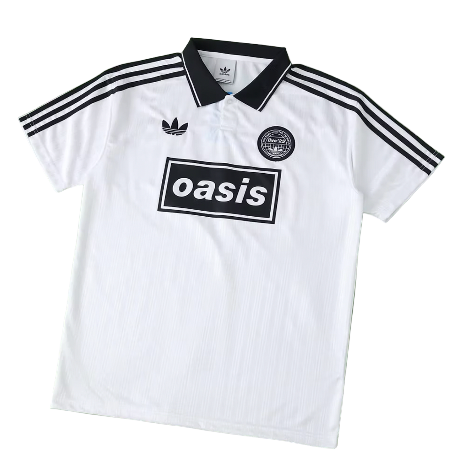 Maglia Oasis x Adidas bianca e nera