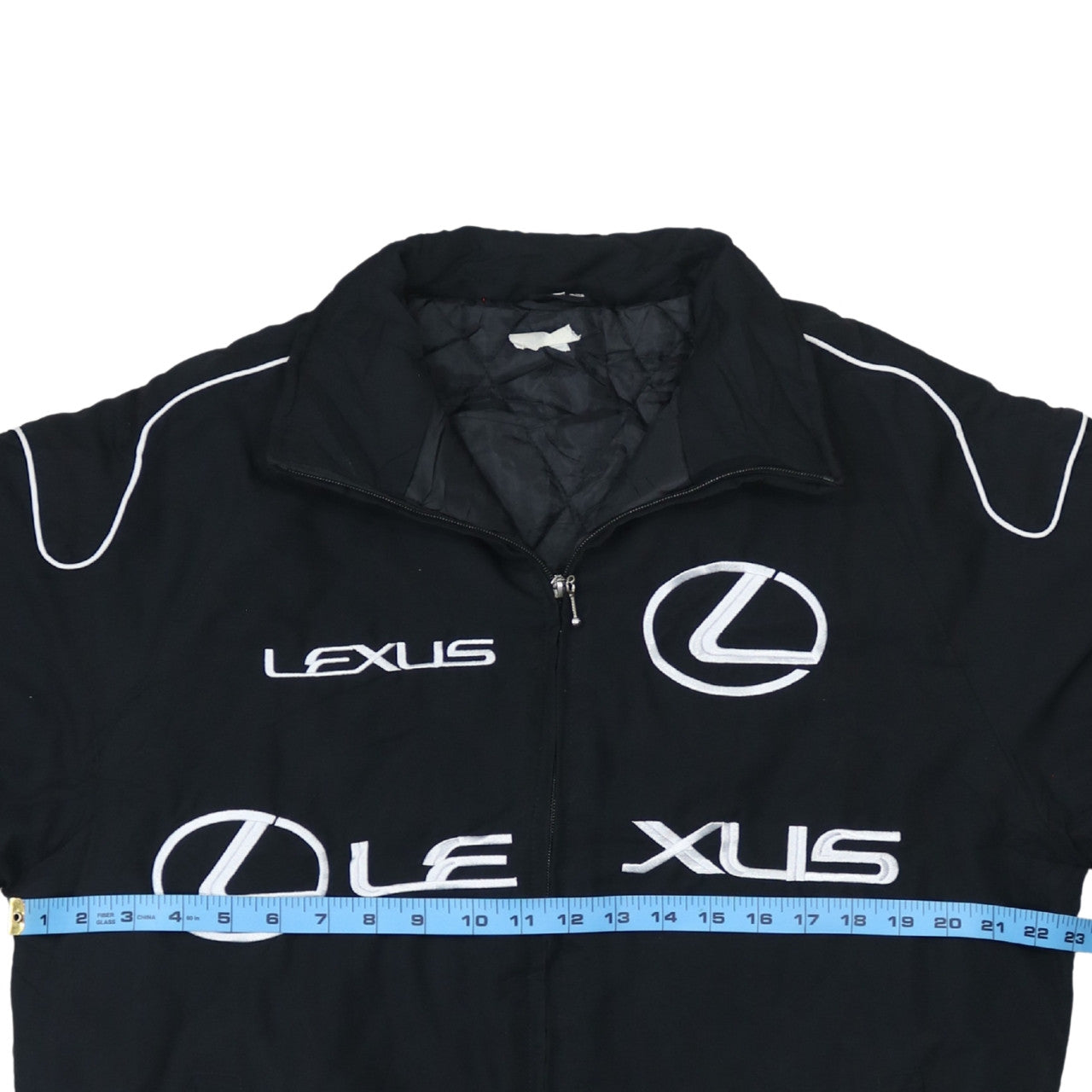 Lexus Schwarze Nascar Jacke Herren Large Bestickte Logos Reißverschluss vorne Taschen Bomber Oberbekleidung
