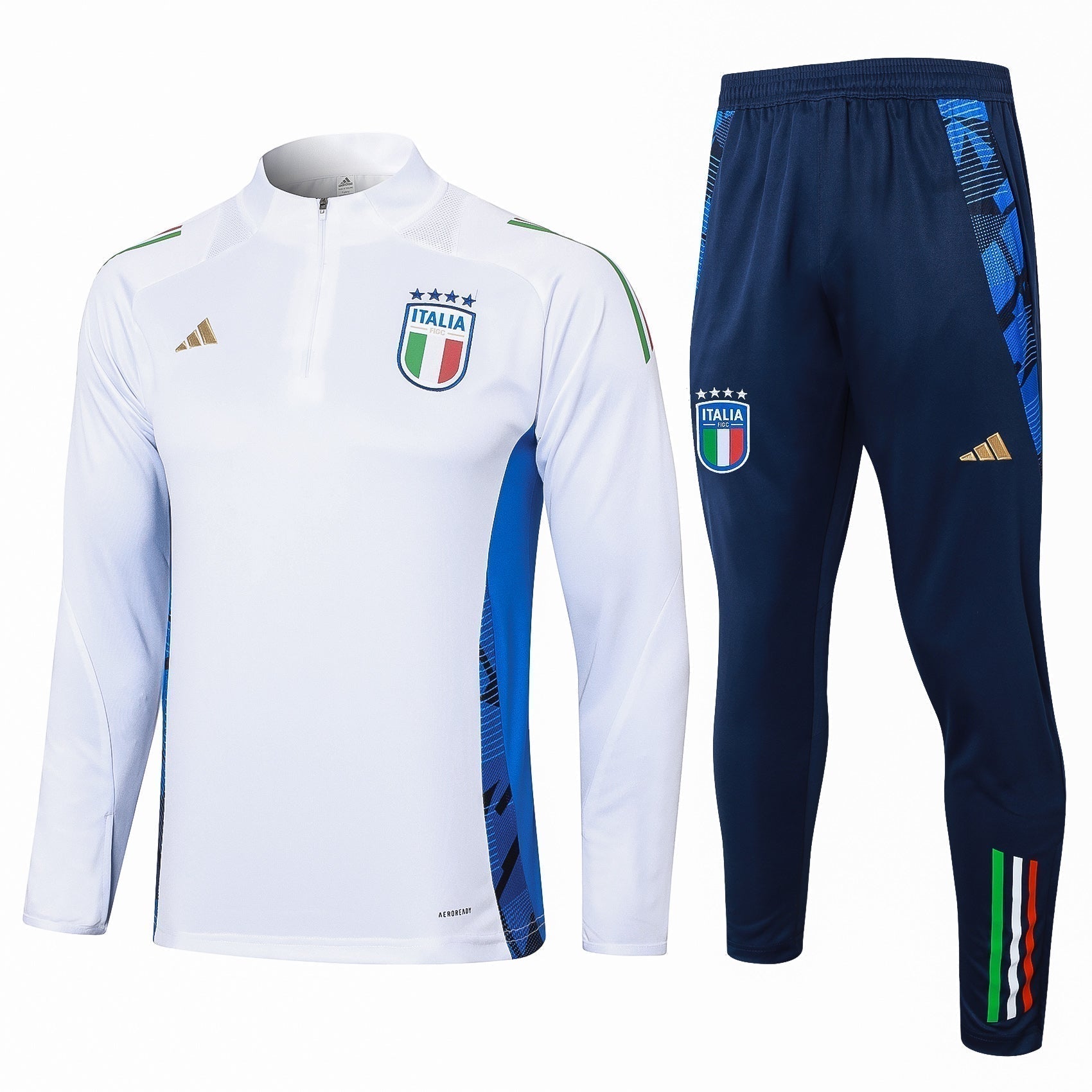 Tuta mezza zip bianca Italia 24-25