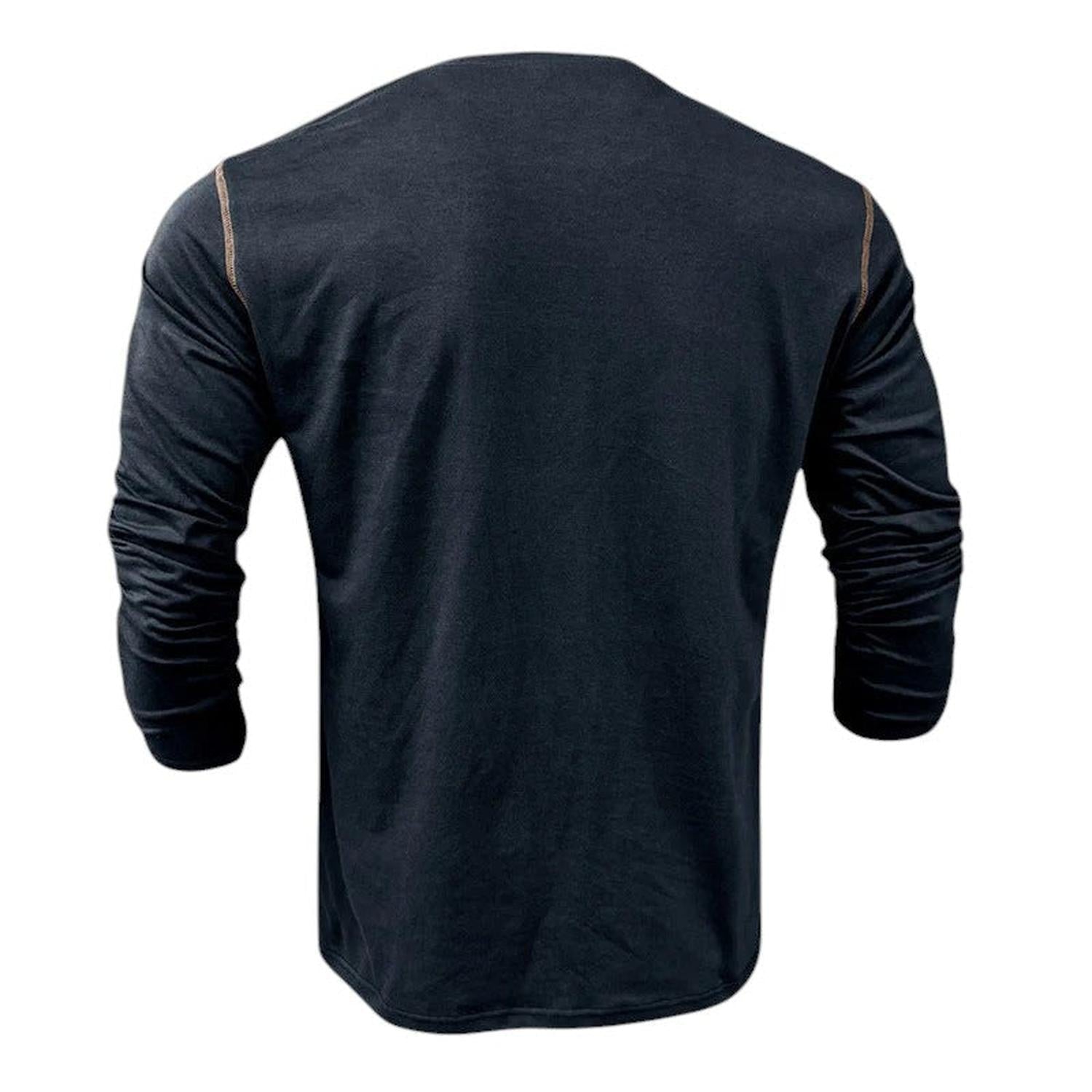 Chemise Henley Homme Manches Longues Patte de Boutonnage Coupe Décontractée