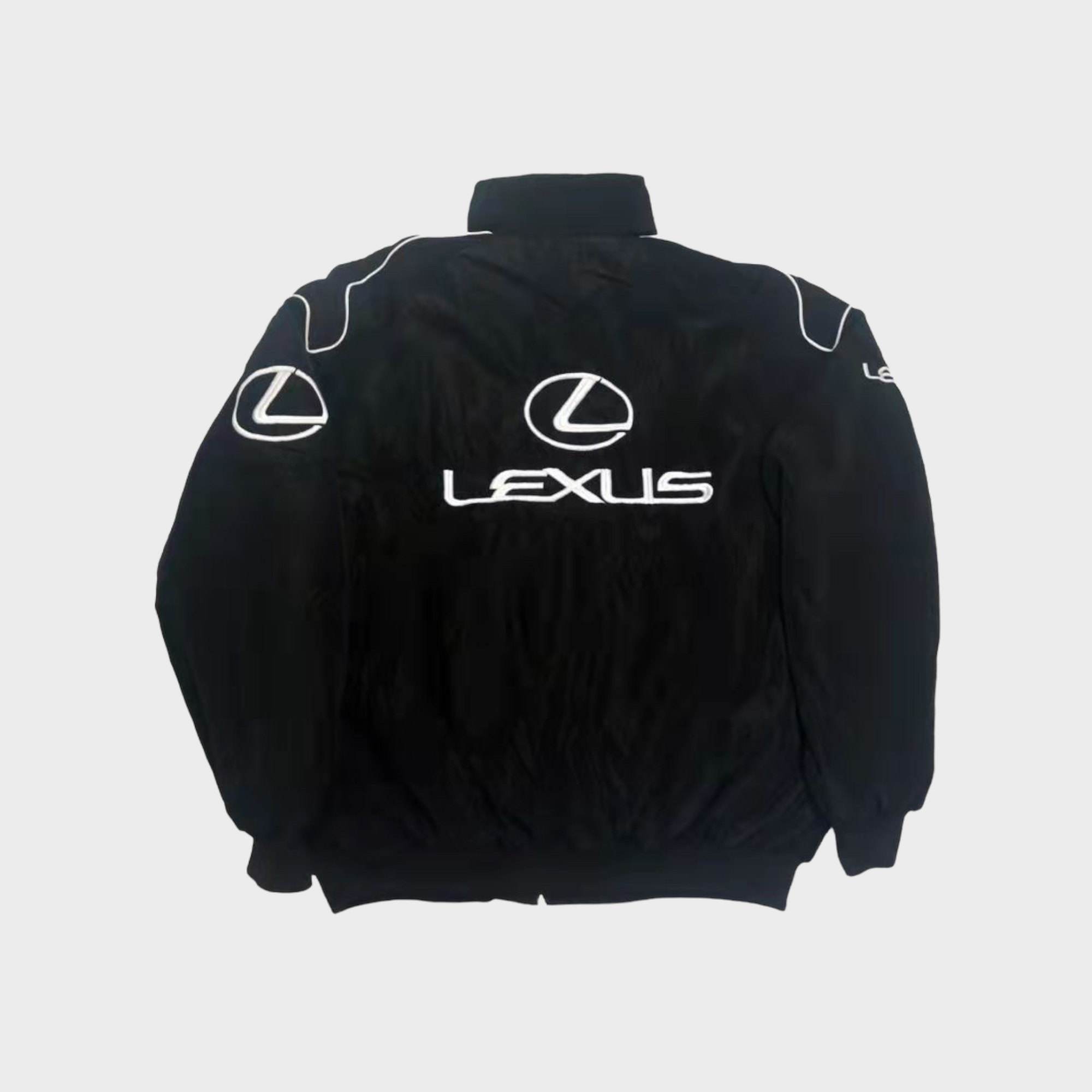 Lexus Racing Steppjacke – Schwarzer bestickter Motorsport Windbreaker