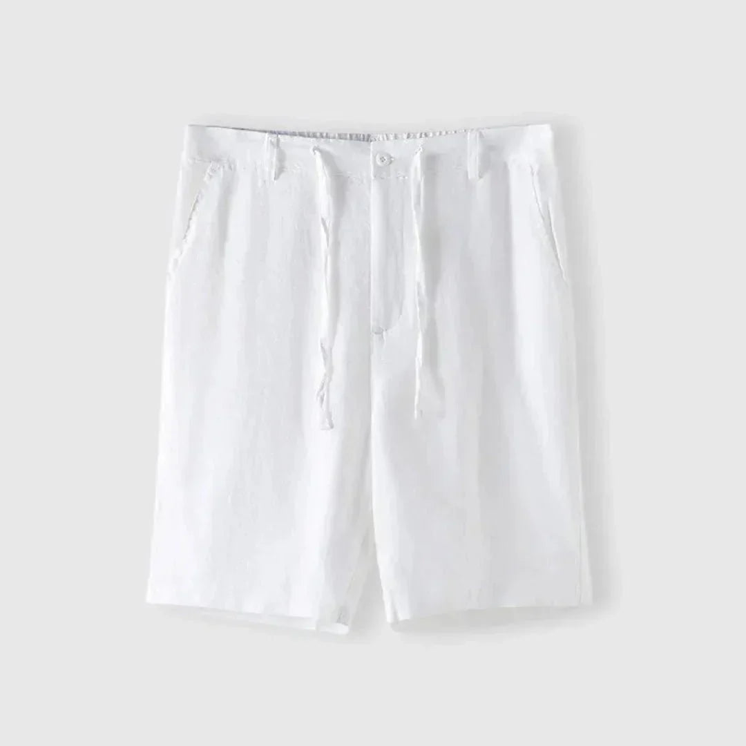 Men's Linen Shorts - Relaxed Fit Drawstring Waist Button Closure