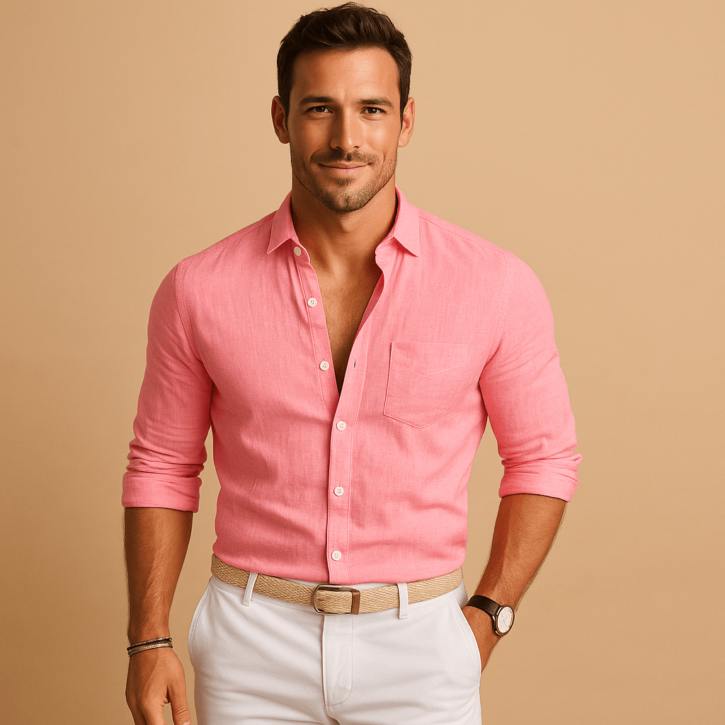Camicia uomo, leggera, chiusura con bottoni, stile senza sforzo