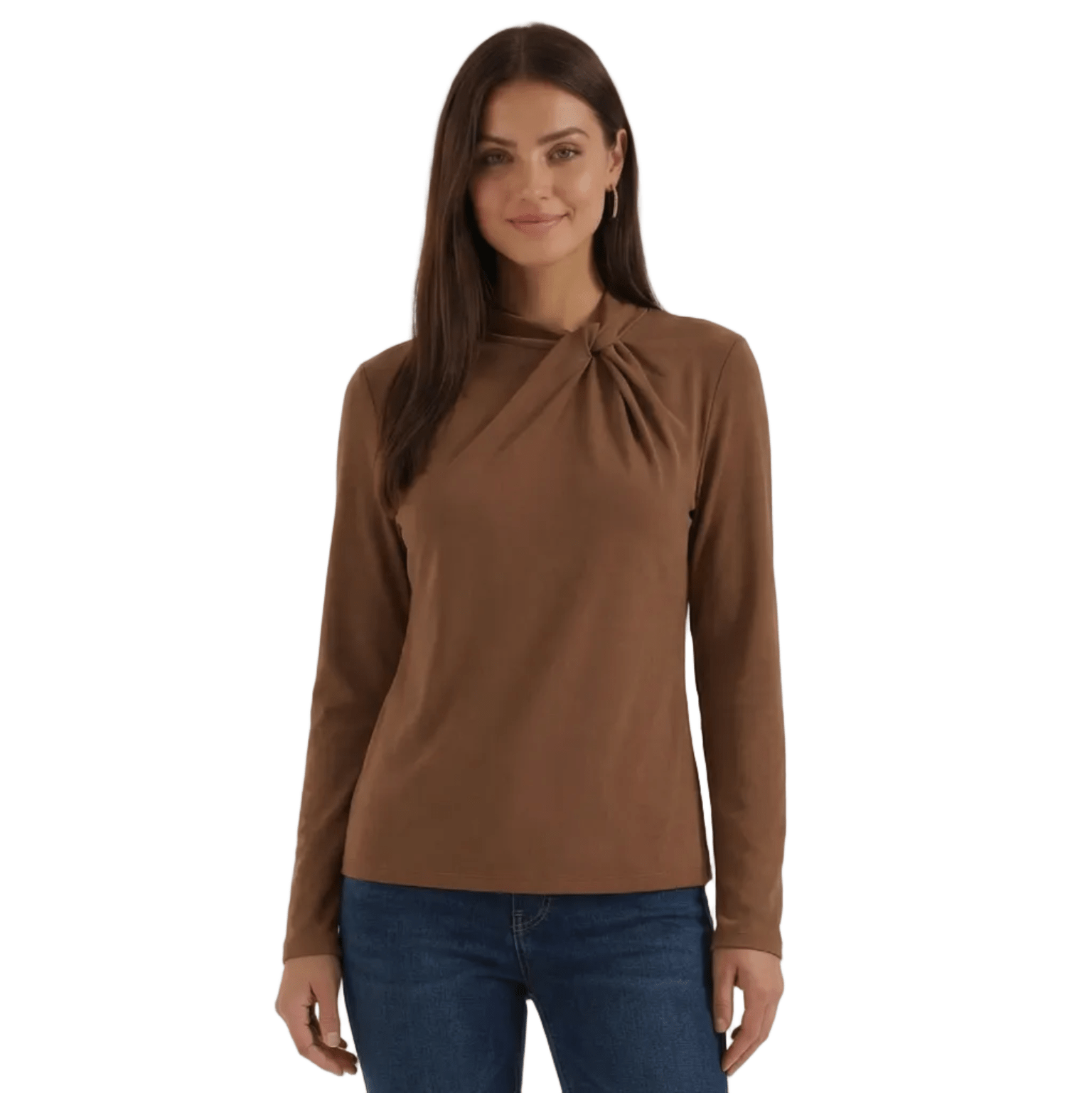 Blusa para mujer — Manga larga, cuello alto y corte regular