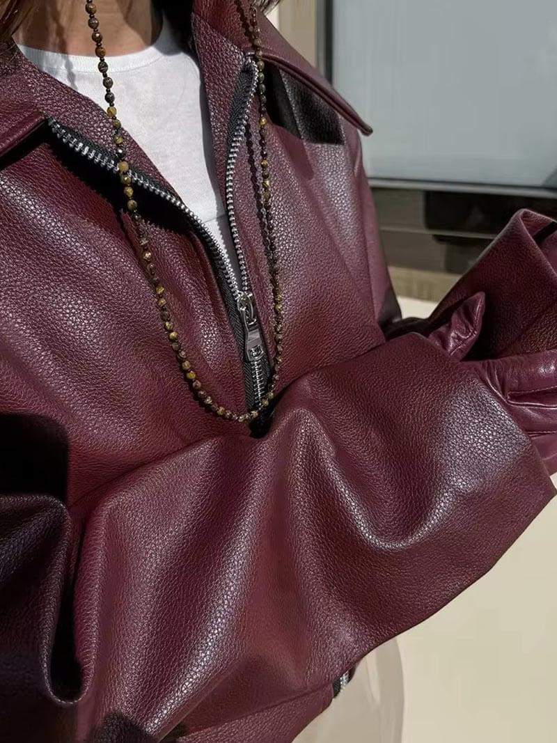 Chaqueta de mujer — Cierre frontal con cremallera, cuello con solapa
