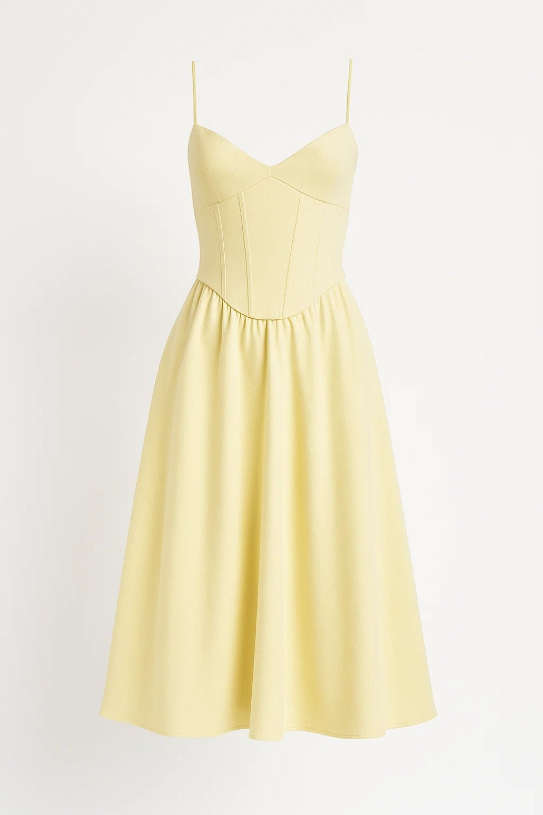 Robe midi femme — Bretelles spaghetti, sans manches, coupe évasée