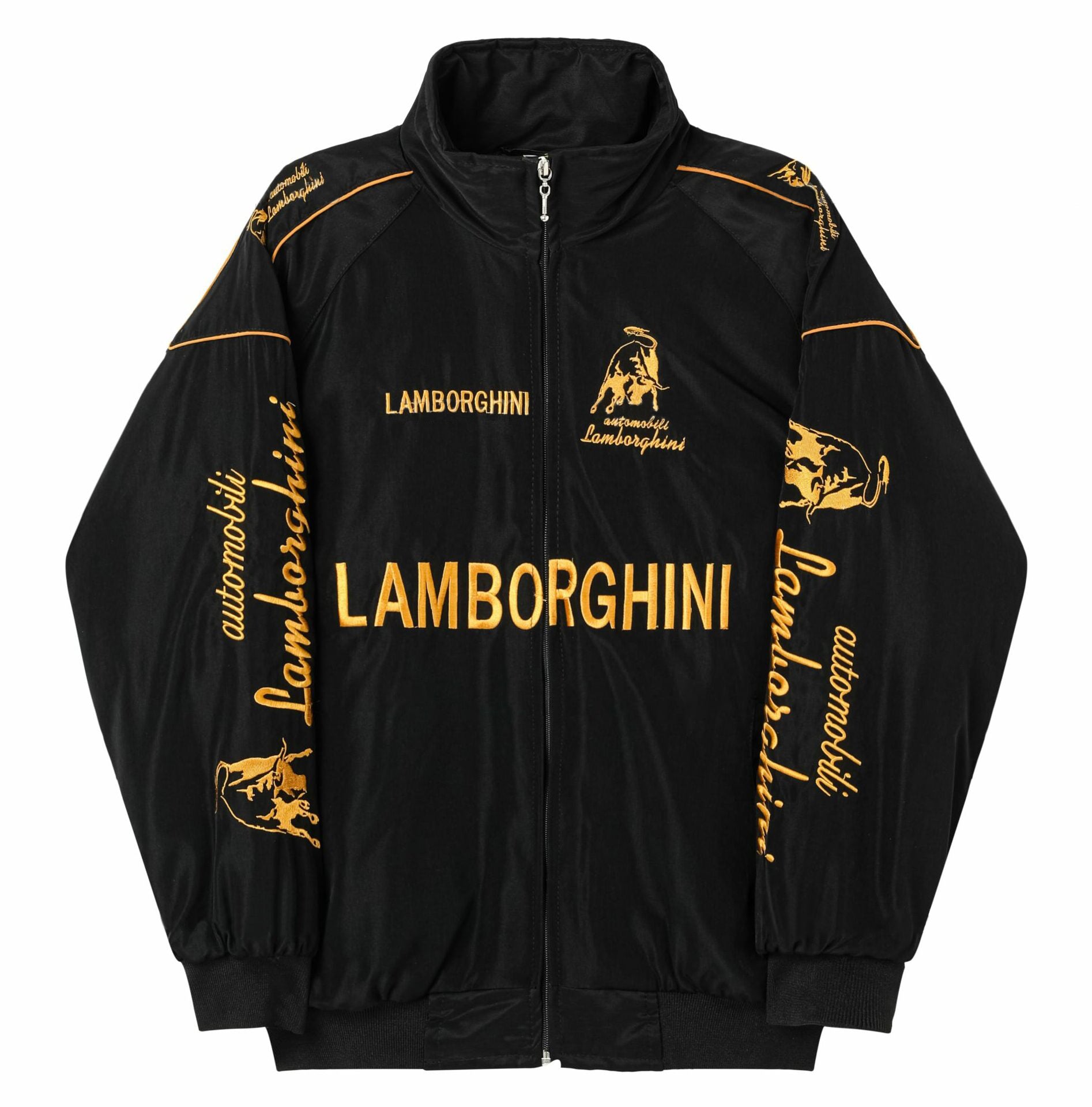 Casaco Equipa de Corrida Lamborghini – Casaco com fecho preto Motorsport com logótipos bordados a dourado