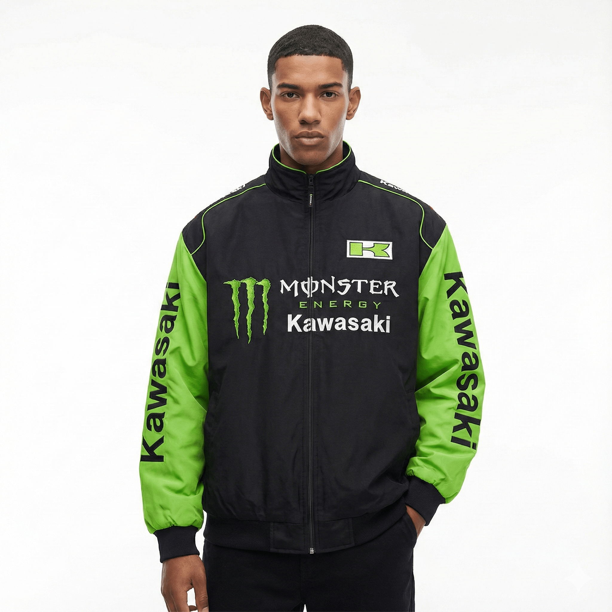 Casaco Equipa de Corrida Kawasaki Monster Energy – Casaco exterior preto/verde Motorsport