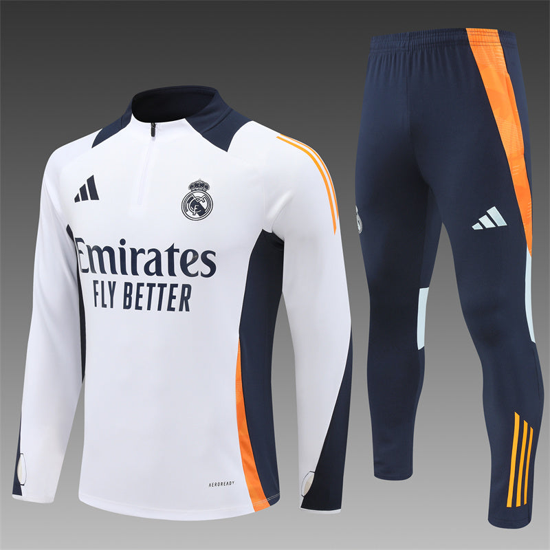 Real Madrid Trainingsanzug – Weiß/Orange KINDER