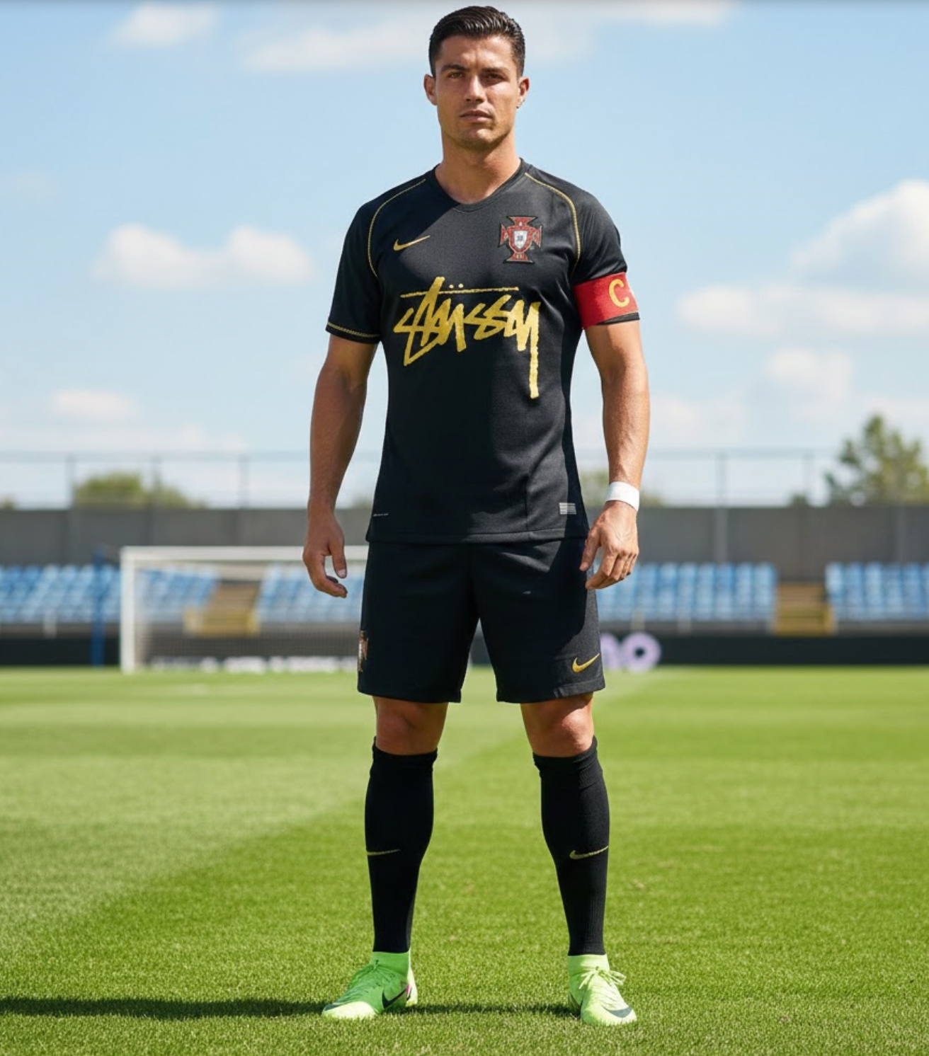 Portugal x Stussy Schwarzes Trikot