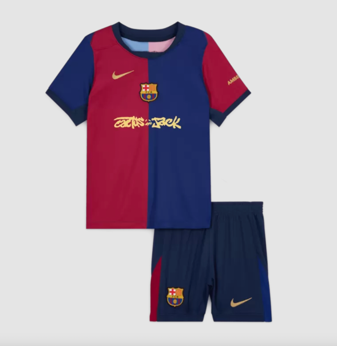 FC Barcelona × Travis Scott Equipamento Infantil de Futebol