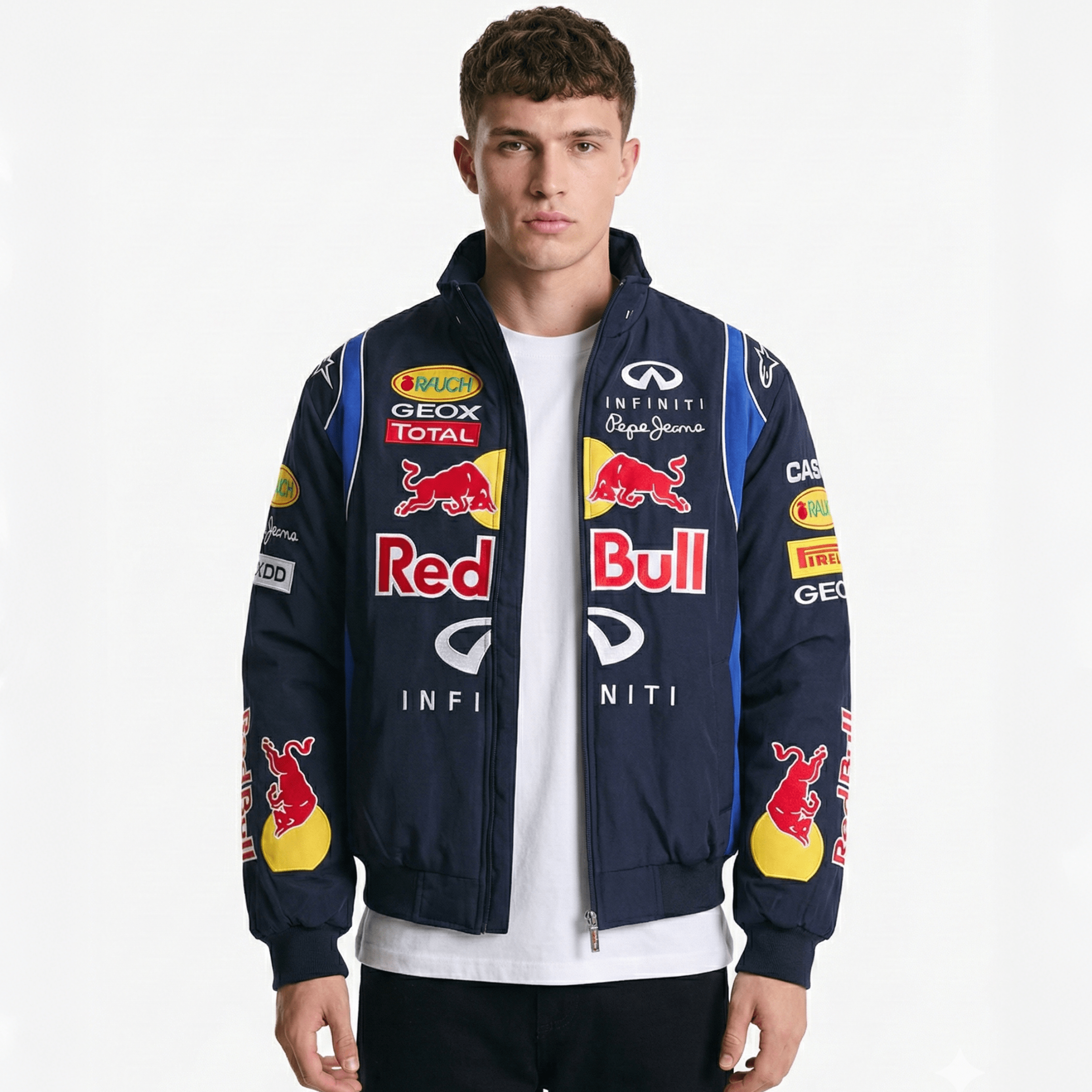 Red Bull Racing F1 Team Jas - Marineblauwe Motorsport Bomber met Geborduurde Sponsors