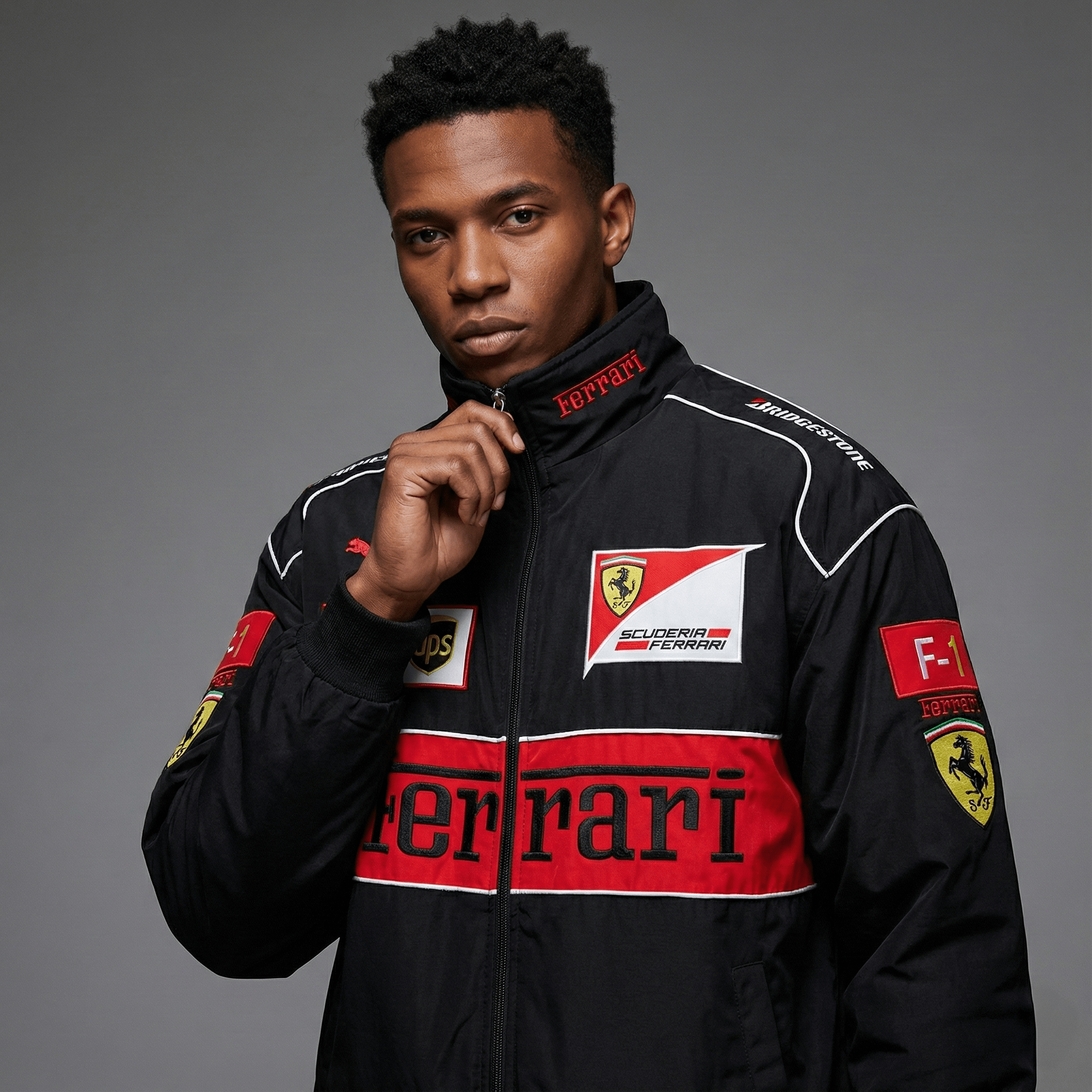 Rari F1 Racing Team Jas – Zwarte Scuderia Motorsport Ritsjas