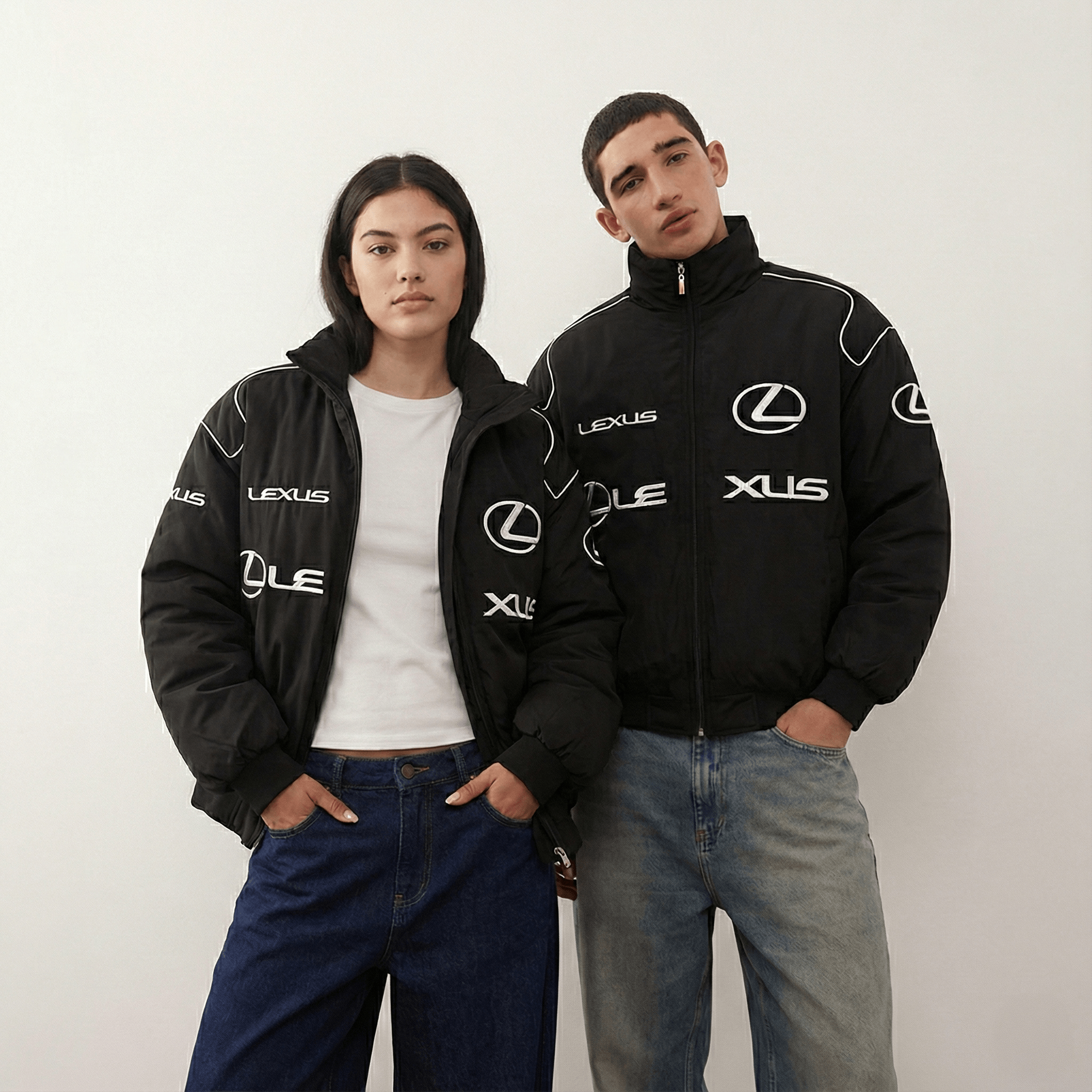 Casaco Puffer de Corrida Lexus – Blusão preto bordado Motorsport