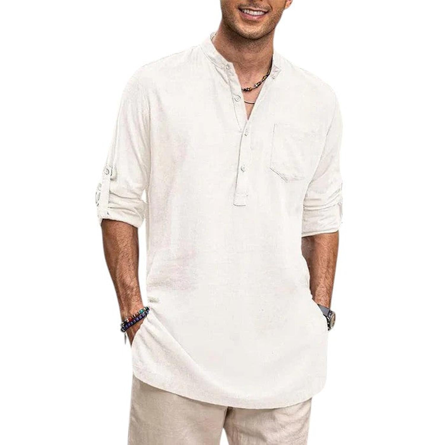 Henley-Shirt Herren Stehkragen Atmungsaktiv Langarm Lässige Passform
