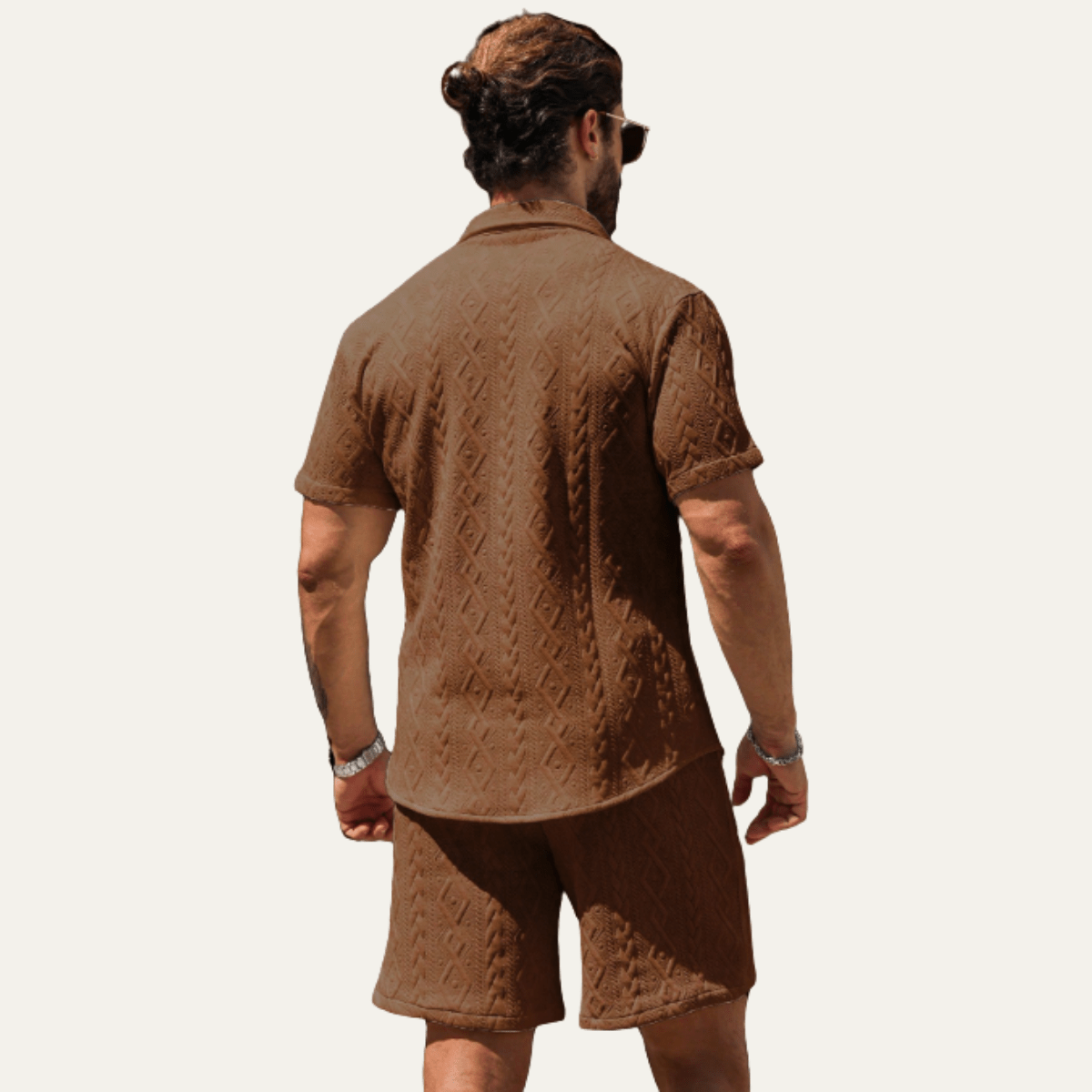 Conjunto Co-Ord para Homem — Camisa de Malha, Corte Relaxado, Calções Combinados