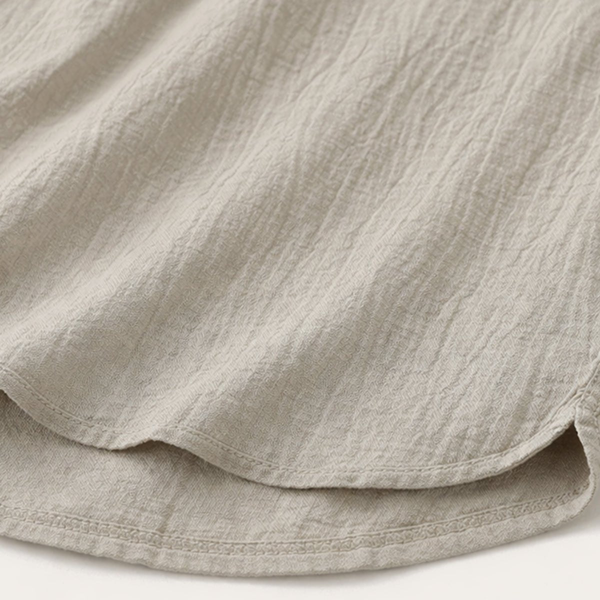 Camisa de Linho Homem - Manga Curta Gola Henley Estilo Pulôver