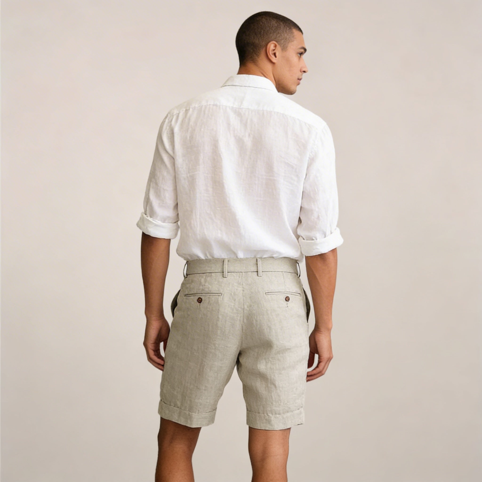 Leinen-Shorts Herren - Lockere Passform Elastischer Bund Gerade Beine