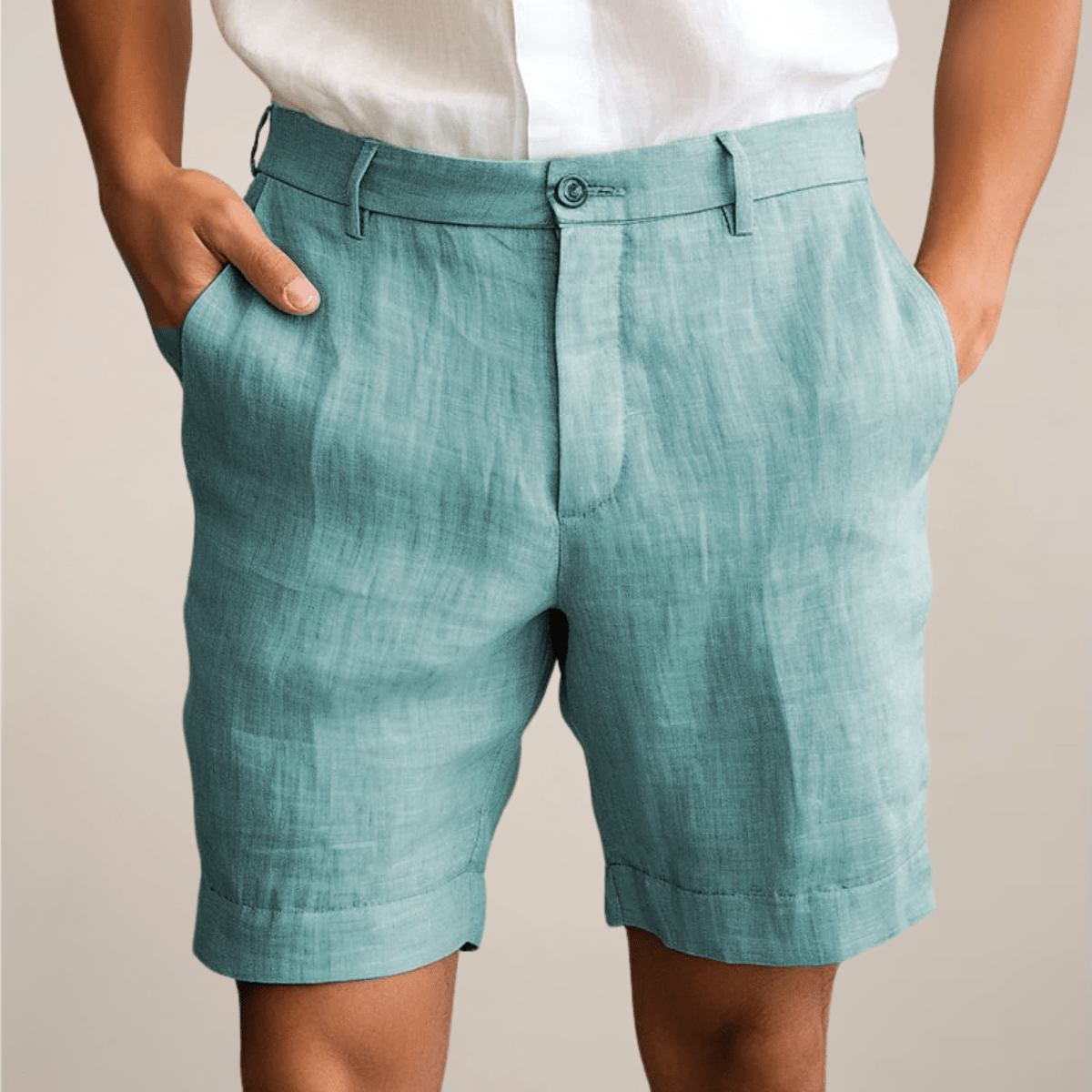Leinen-Shorts Herren - Lockere Passform Elastischer Bund Gerade Beine