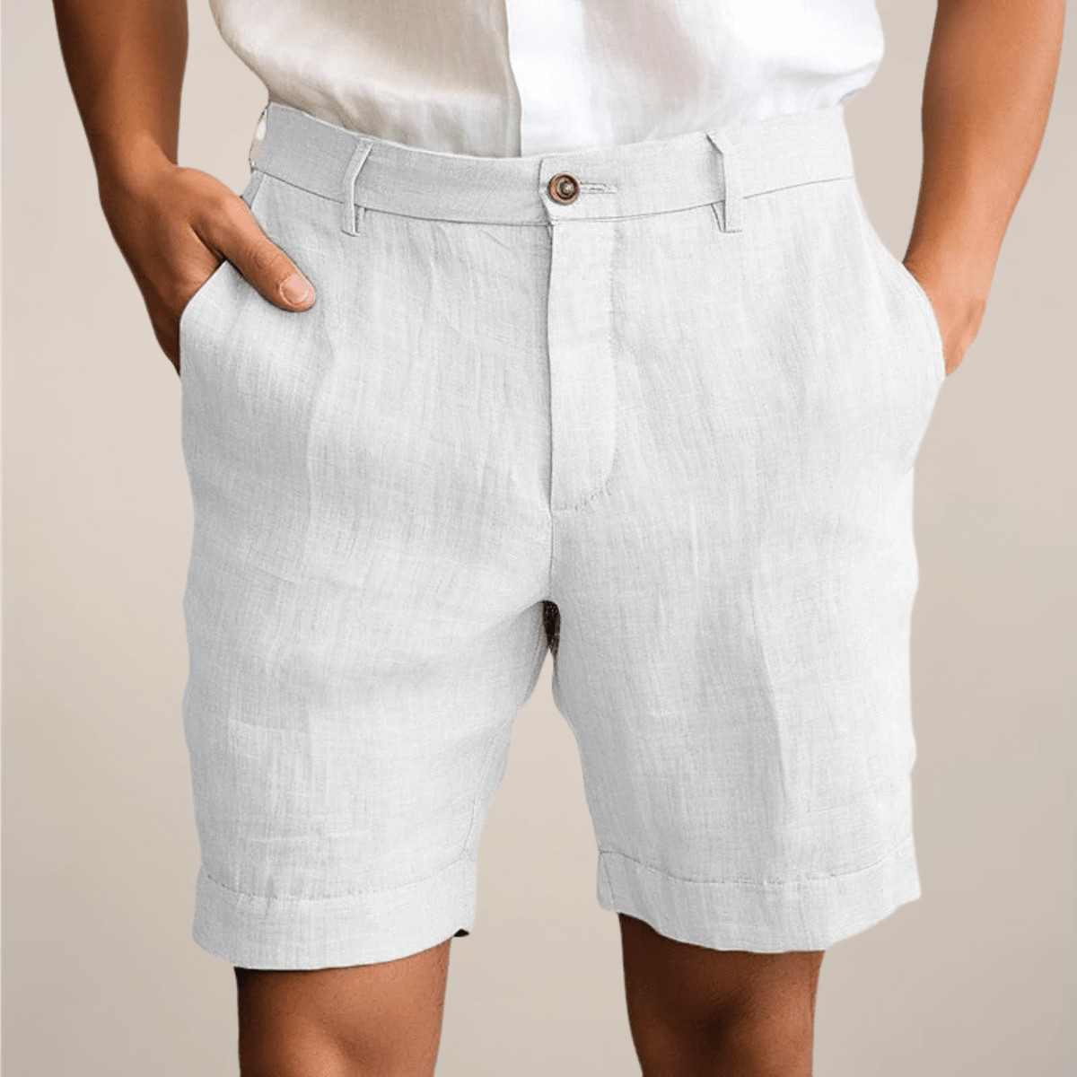 Leinen-Shorts Herren - Lockere Passform Elastischer Bund Gerade Beine