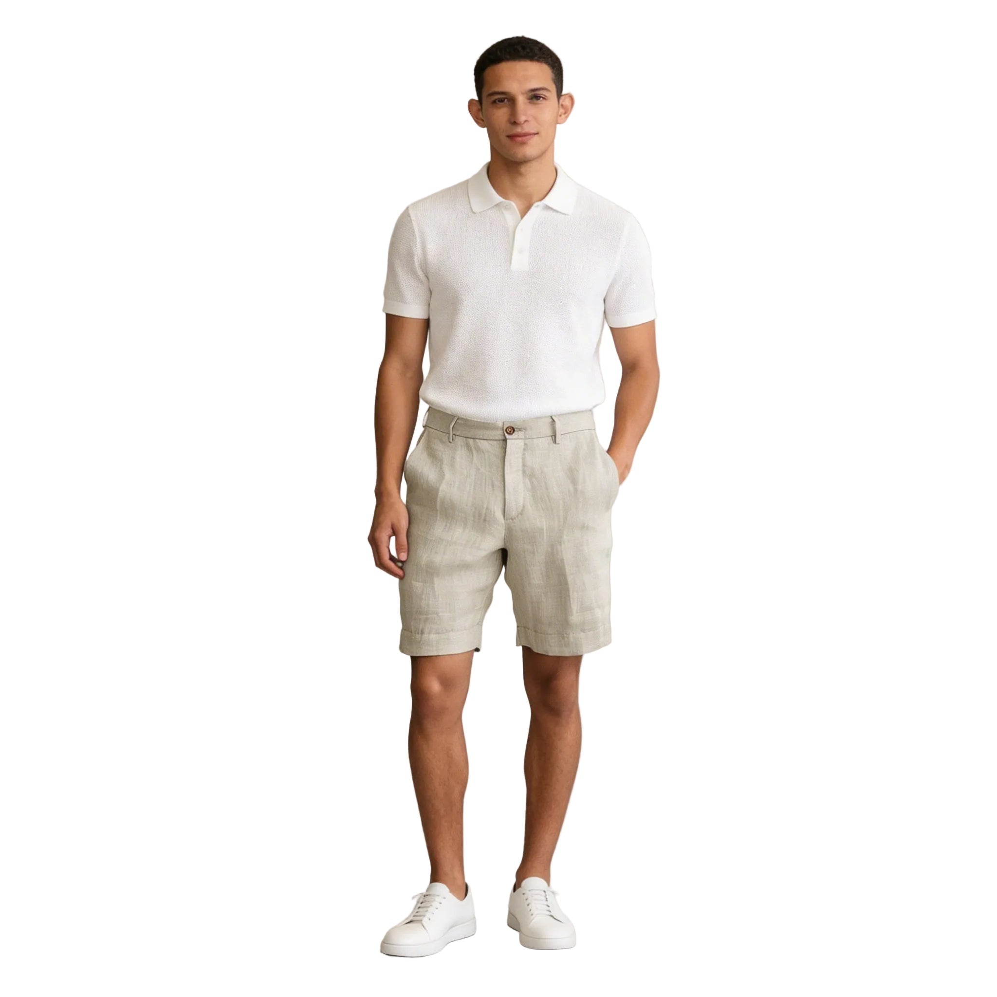 Leinen-Shorts Herren - Lockere Passform Elastischer Bund Gerade Beine