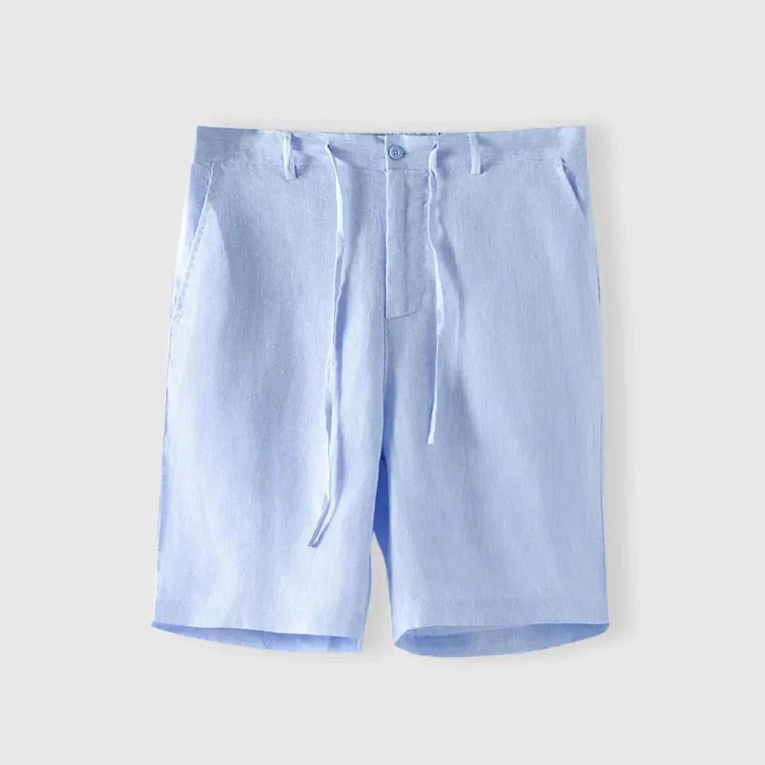 Men's Linen Shorts - Relaxed Fit Drawstring Waist Button Closure