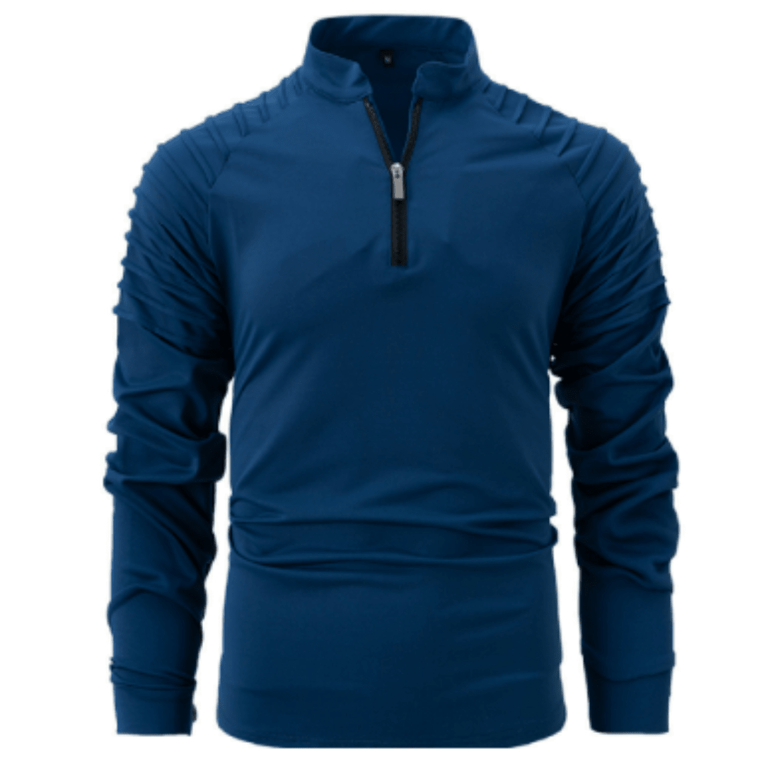 Polo con cremallera hasta el cuarto para hombre, suéter casual y elegante