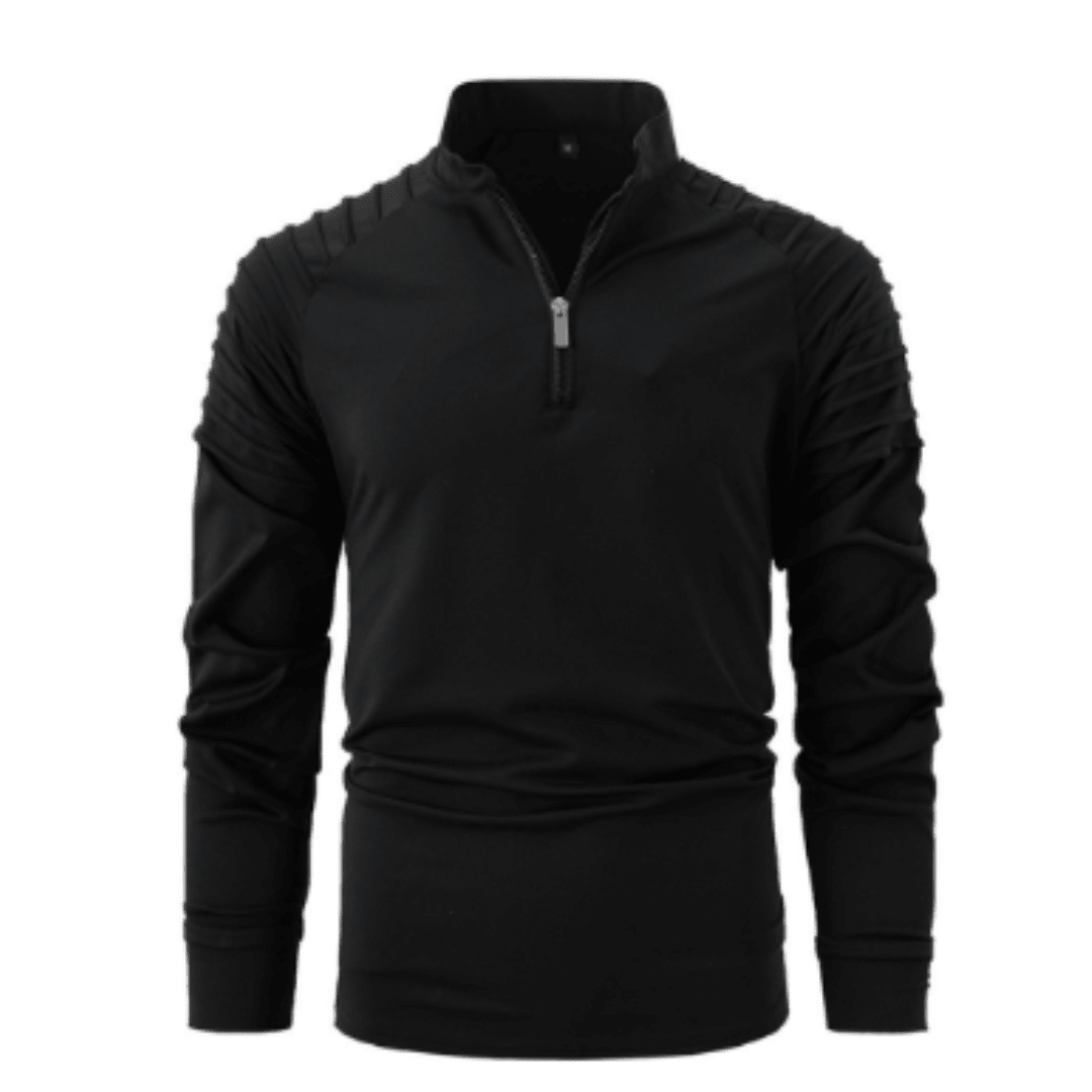 Polo con cremallera hasta el cuarto para hombre, suéter casual y elegante