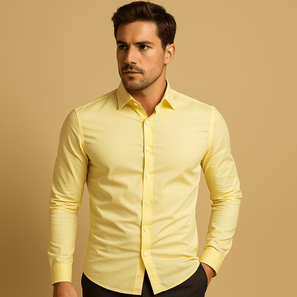 Camicia uomo, vestibilità slim, collo classico, stile moderno