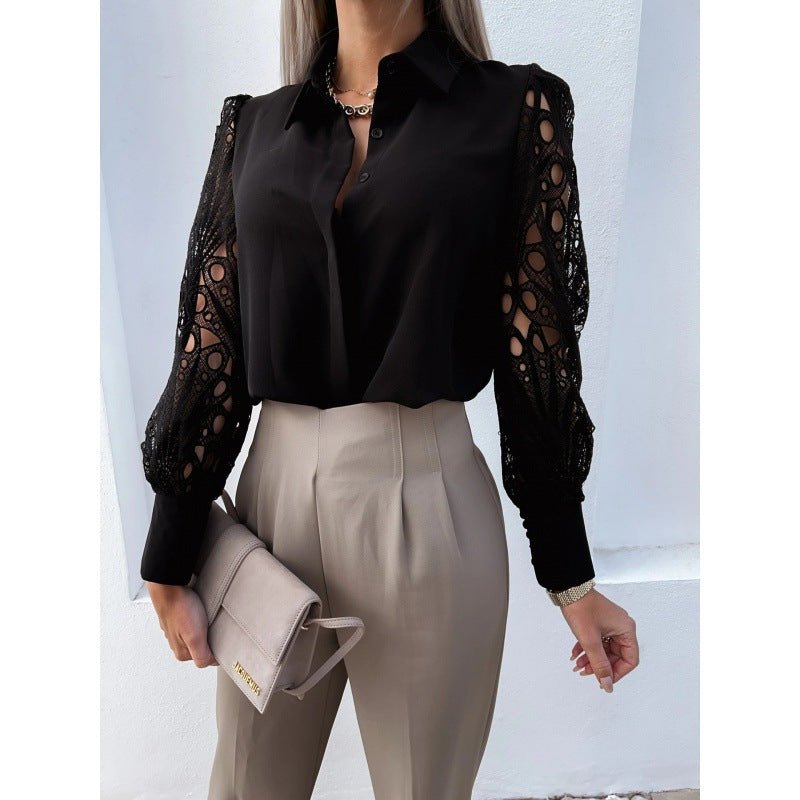 Blusa para Mulher, Corte Regular, Manga Comprida, Gola com Botões