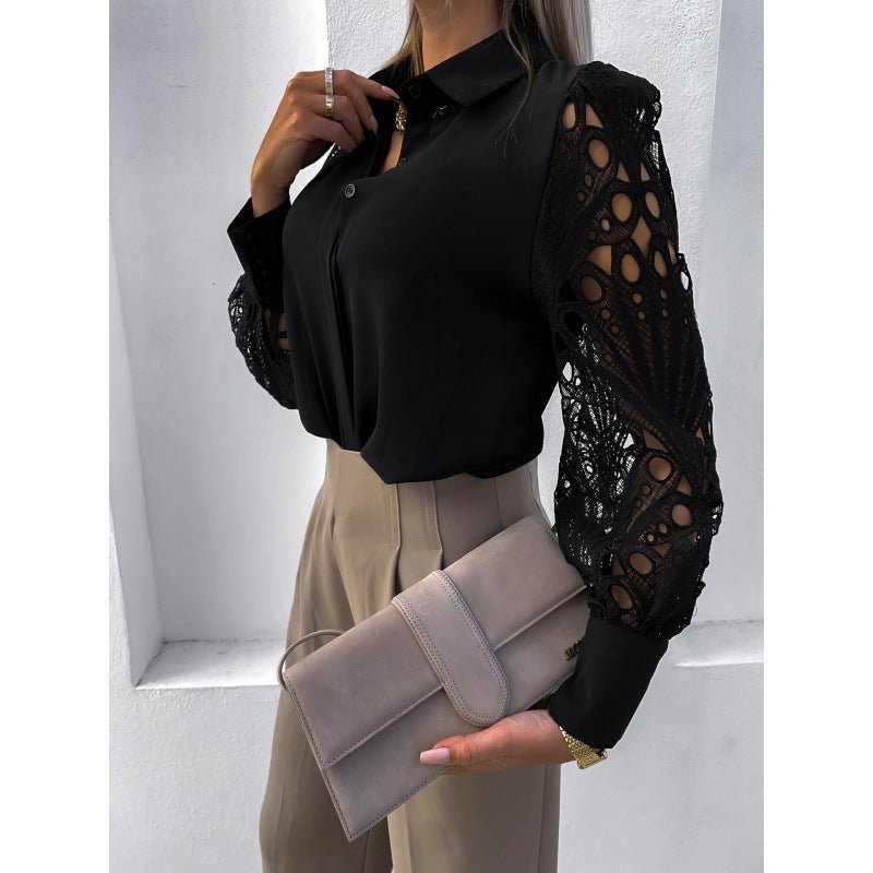 Blusa para Mulher, Corte Regular, Manga Comprida, Gola com Botões