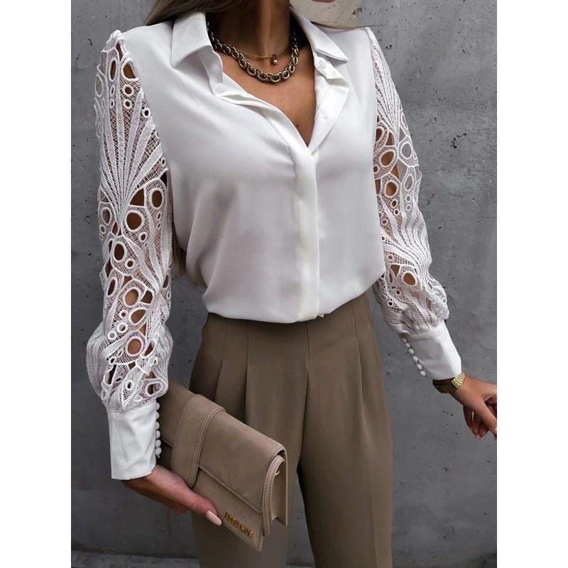 Blusa para Mulher, Corte Regular, Manga Comprida, Gola com Botões