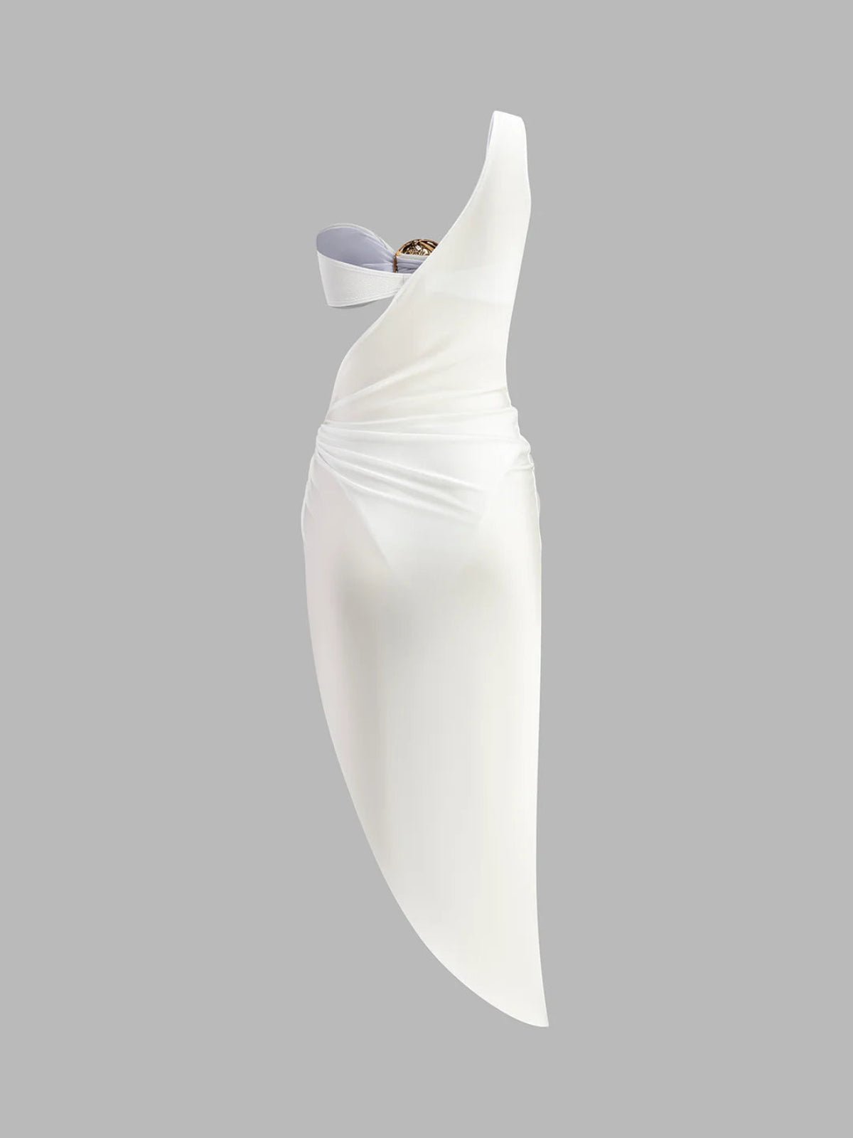 Cut-Out-Kleid für Damen — Ein-Schulter, drapierter Satin, lang