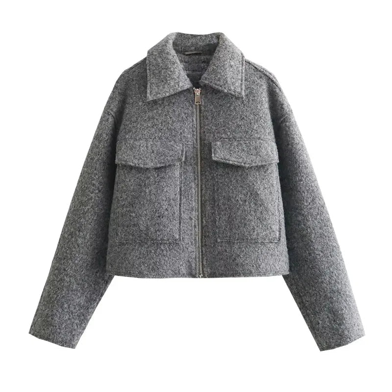 Giacca donna — Lunghezza corta, maniche lunghe, chiusura con zip
