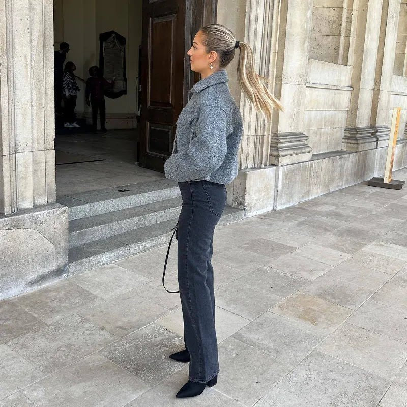 Giacca donna — Lunghezza corta, maniche lunghe, chiusura con zip