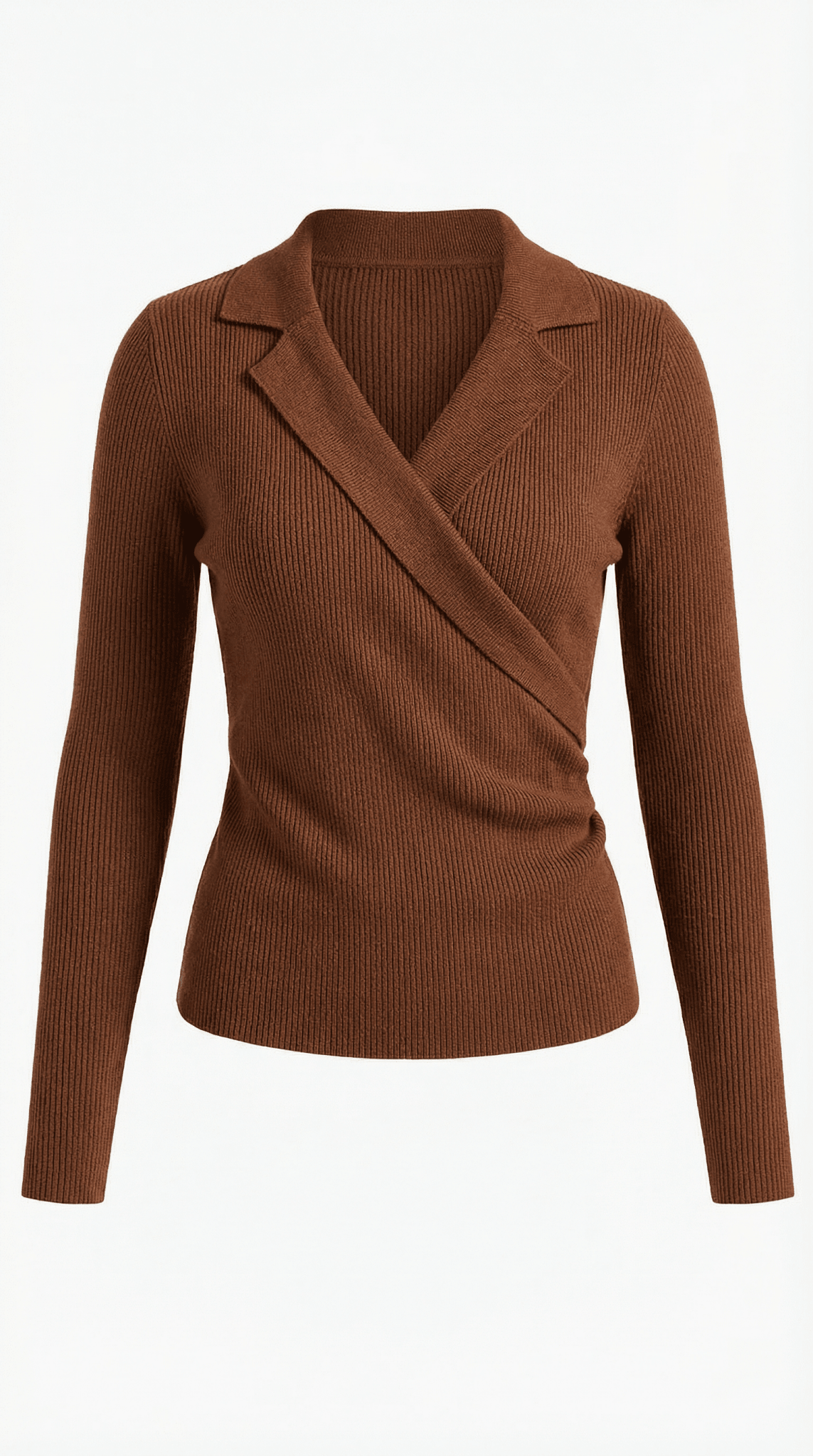 Damen-Pullover — Eng anliegend, Wickelkragen-Design
