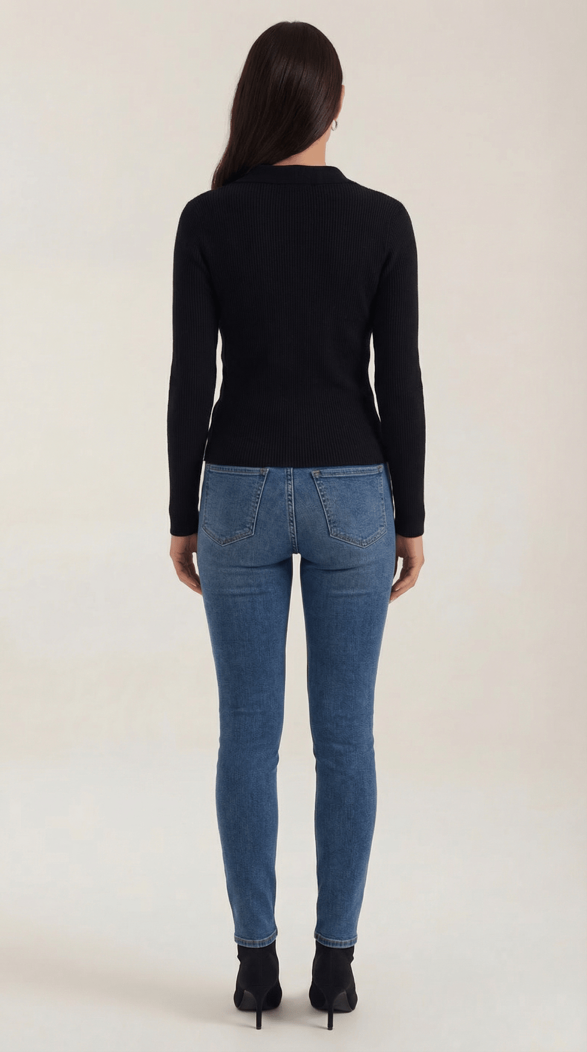 Damen-Pullover — Eng anliegend, Wickelkragen-Design