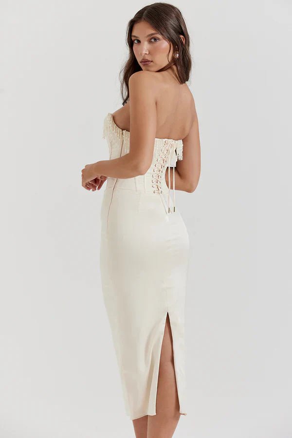 Robe longue femme — Encolure bustier, design corset