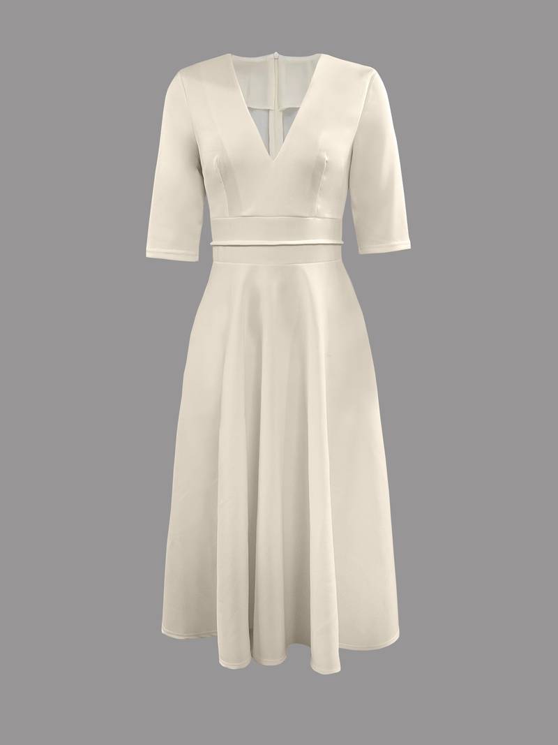 Robe midi femme — Coupe évasée, sans manches, encolure ronde