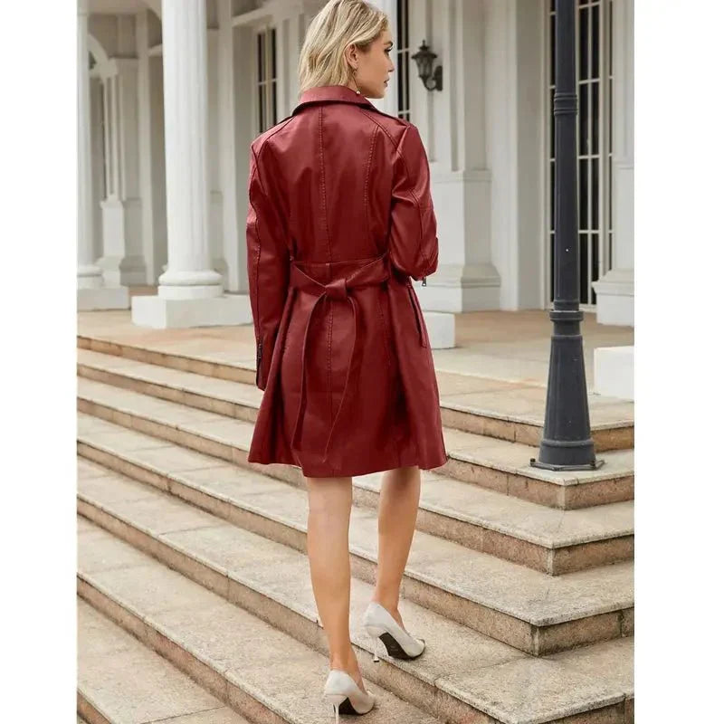 Hemdblusenkleid Damen — Lange Ärmel, Taillengürtel, Knopfverschluss